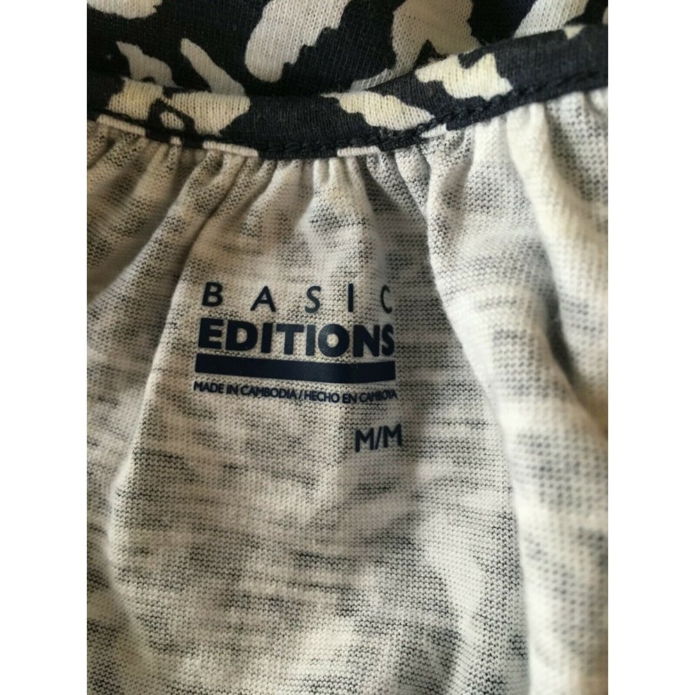 Basic Editions Shirt Navy Blue and White Cotton Spring Top Casual Womens Medium - Picture 5 of 9